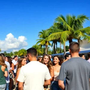 Outdoor social event in Florida with young singles enjoying together