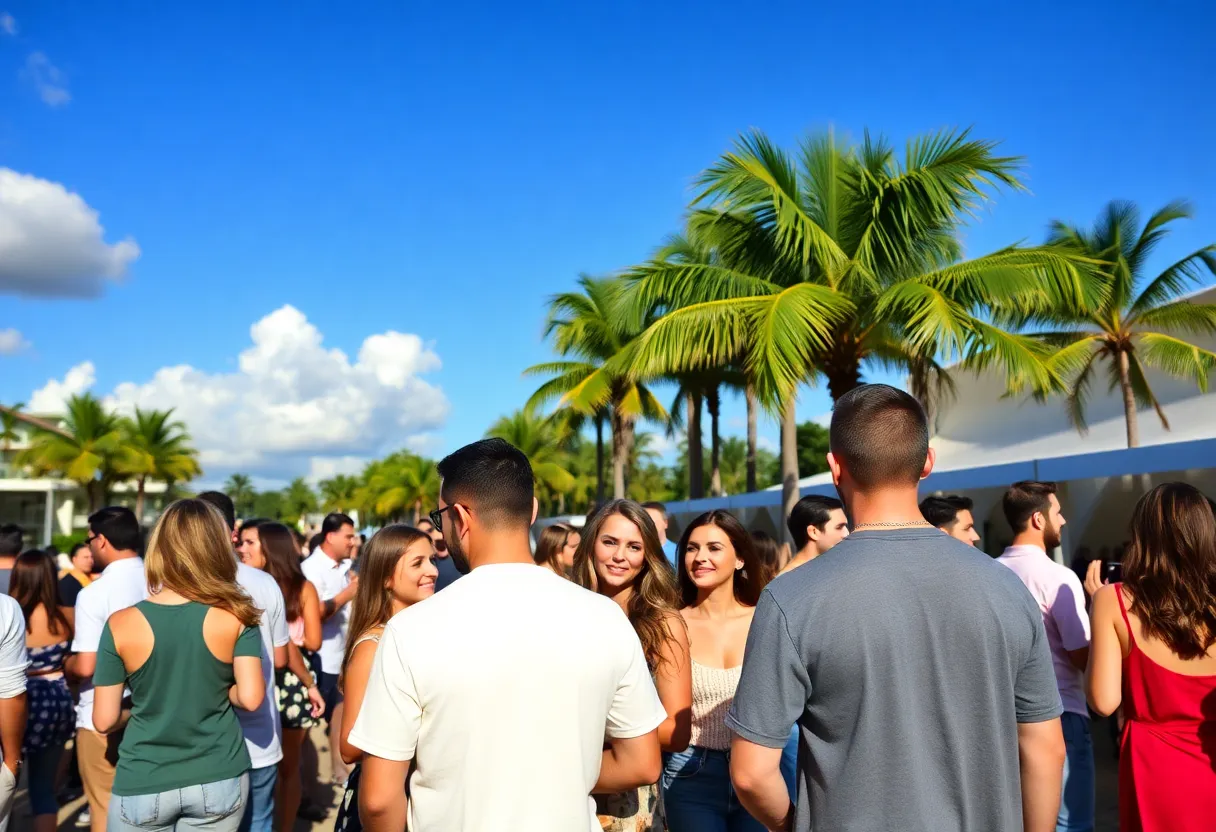 Outdoor social event in Florida with young singles enjoying together