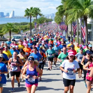 Crowd of runners at the Gasparilla Distance Classic in Tampa