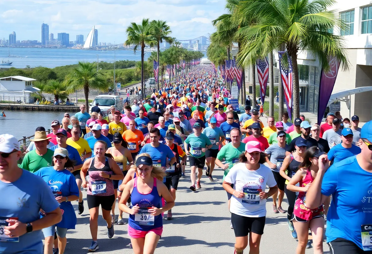 Crowd of runners at the Gasparilla Distance Classic in Tampa