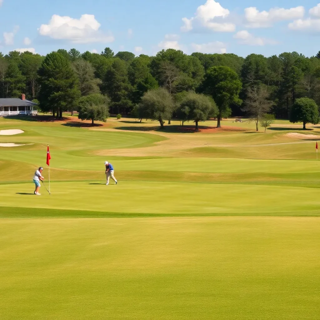 Golfers playing on a scenic course in Georgia