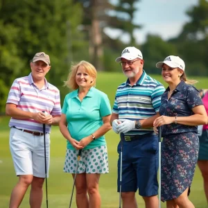 Golfers participating in a charity event for Batten disease.