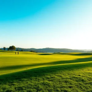 Golfers enjoying a sunny day on a beautiful golf course