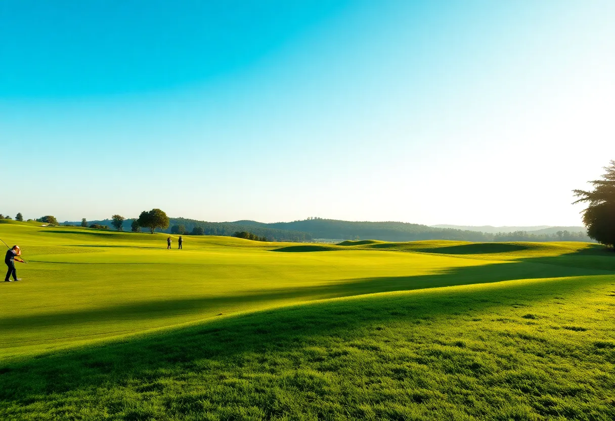 Golfers enjoying a sunny day on a beautiful golf course