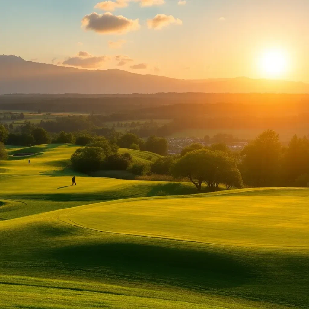 Golfers enjoying a day at a picturesque golf course