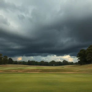 Police on a golf course after a violent incident