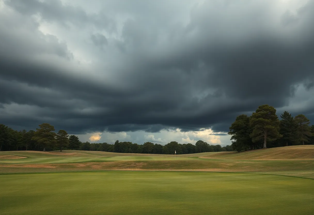 Police on a golf course after a violent incident