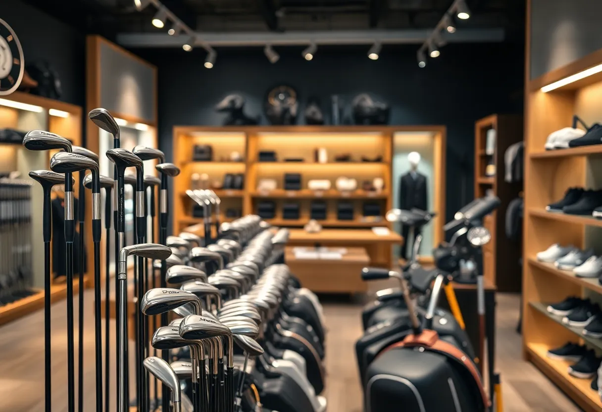 Display of high-end golf clubs