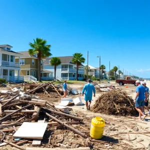 Cleanup efforts in Indian Rocks Beach after Hurricane Helene