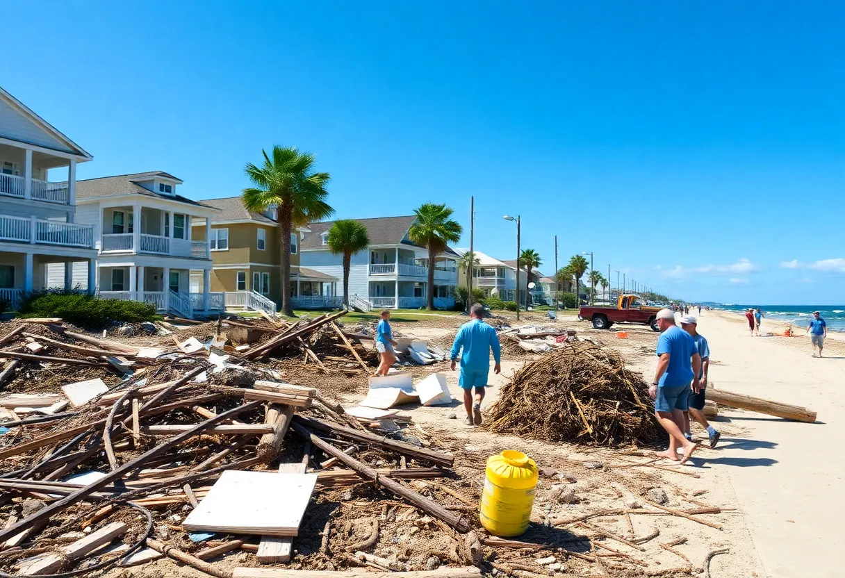 Cleanup efforts in Indian Rocks Beach after Hurricane Helene