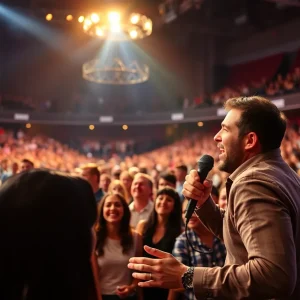 Audience enjoying Jo Koy's comedy show at Amalie Arena