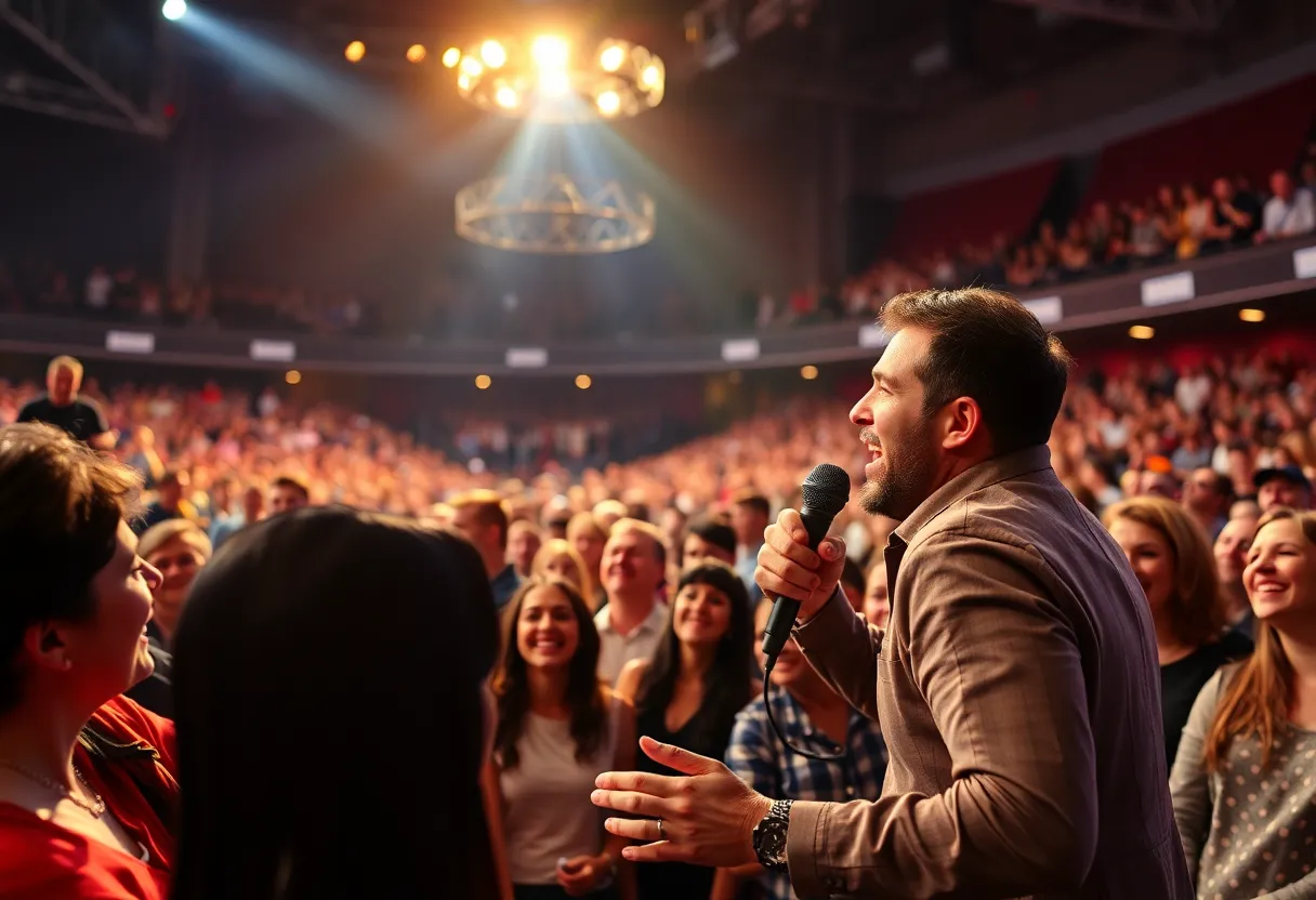 Audience enjoying Jo Koy's comedy show at Amalie Arena