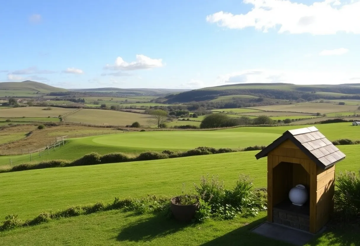 View of the bird hide next to Kilspindie Golf Club's greens