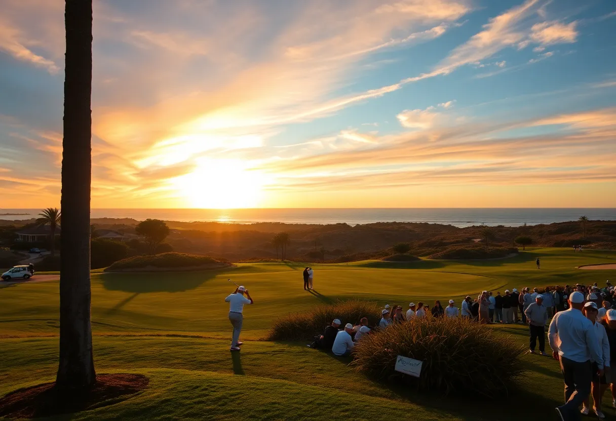 Golfer celebrating victory at Genesis Invitational