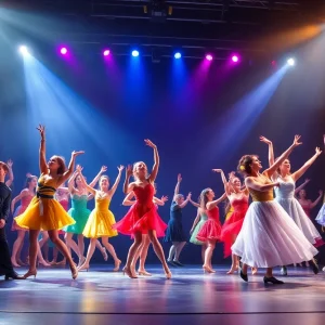 A dynamic scene from MJ The Musical showcasing dancers in colorful costumes