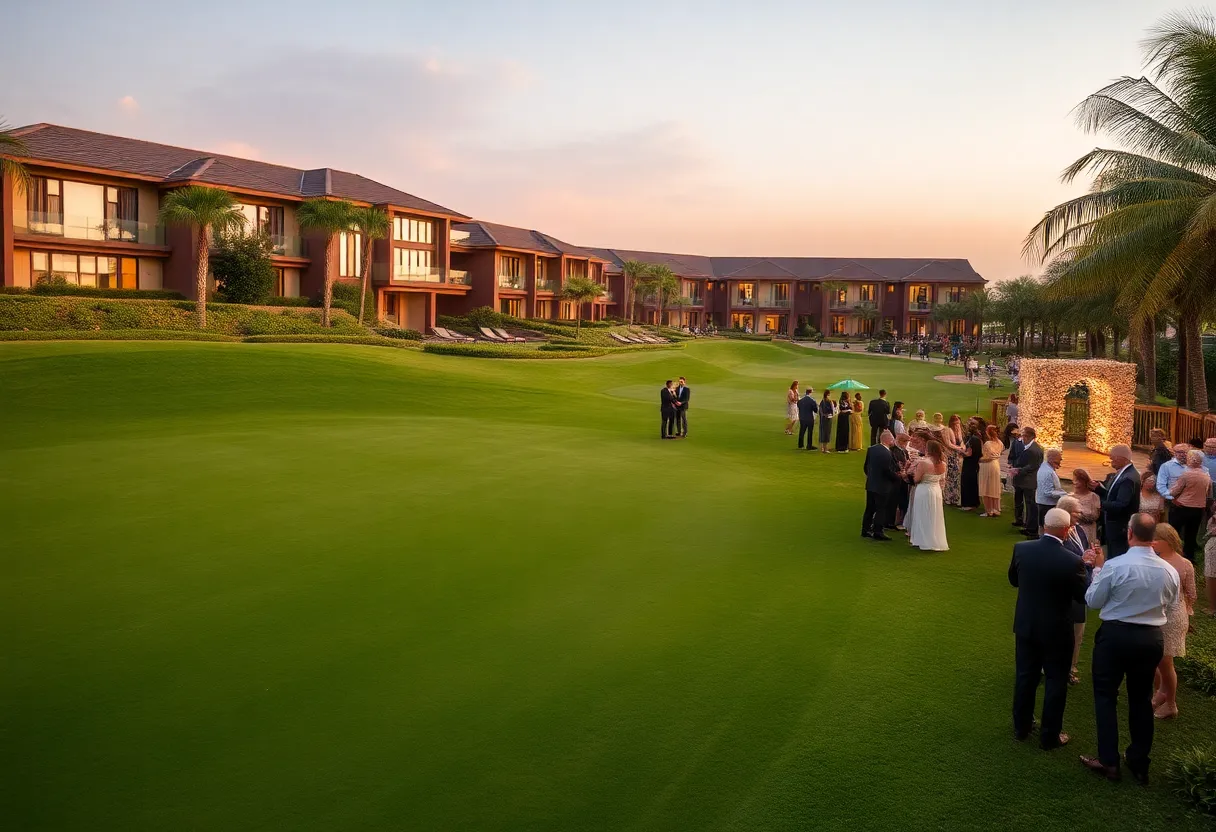 A golfer at Modry Las Golf Resort during anniversary tournaments.