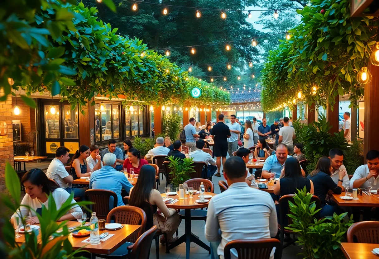 Outdoor dining area at Olivia and On Swann, Sarasota