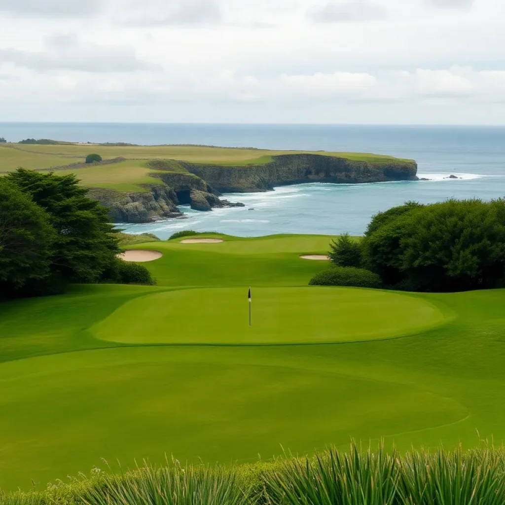 View of Pebble Beach golf course during a tournament