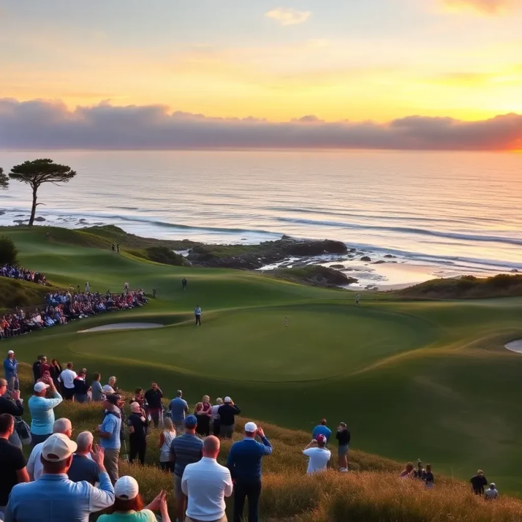 Golfers competing at Pebble Beach Golf Links