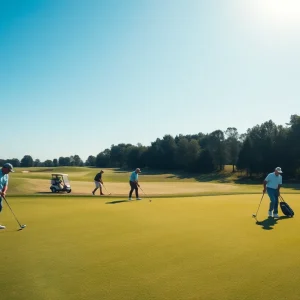 Collaborative scene on a golf course with players