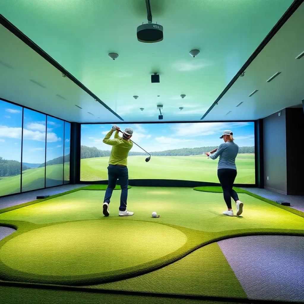 Golfer practicing on PLATFORM Golf's TrueSlope Platform