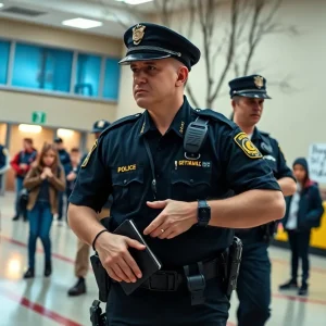 Police officers at a school scene