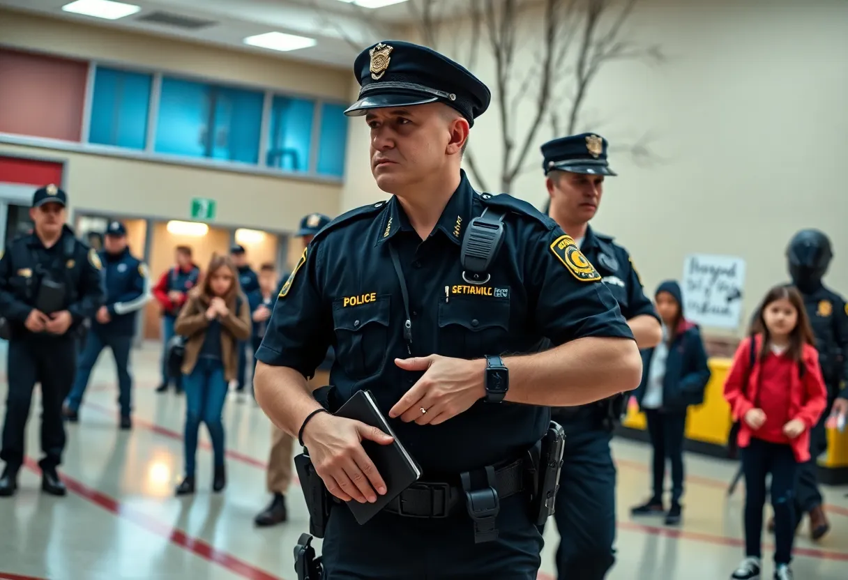 Police officers at a school scene