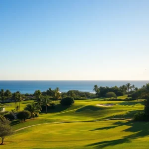 View of Punta Mita golf course with natural island green