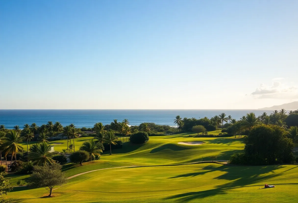 View of Punta Mita golf course with natural island green