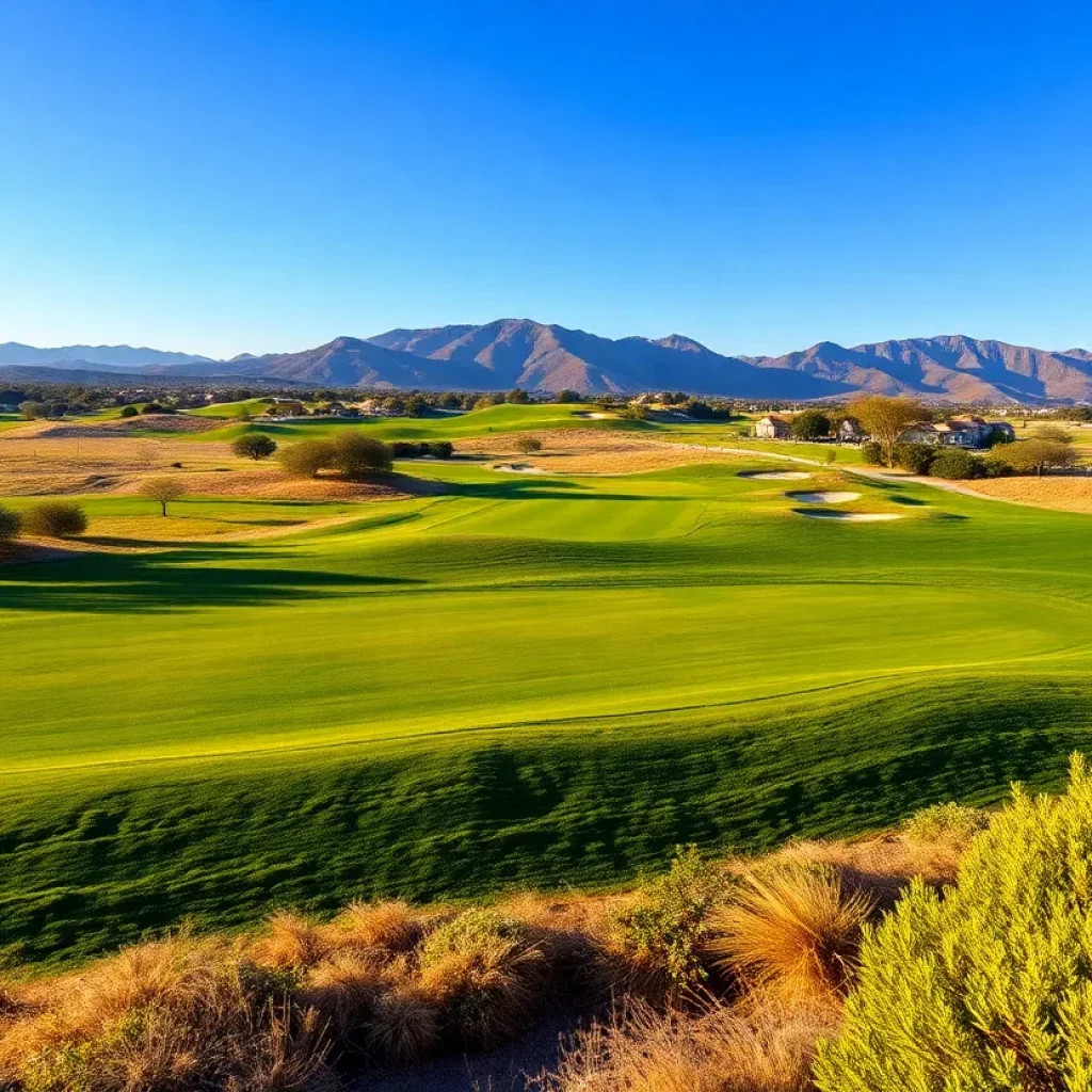 A beautiful golf course in Riverside County with lush greenery and clear blue skies.