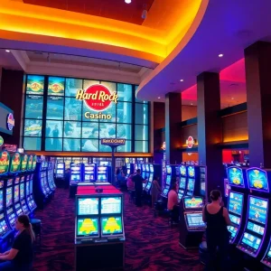 Modern gaming area with slot machines at Seminole Hard Rock Tampa