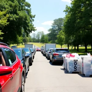 Drive-through shredding event at Veterans Memorial Park in Tampa.