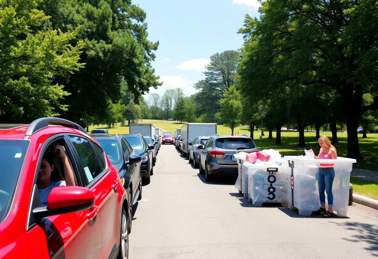 Drive-through shredding event at Veterans Memorial Park in Tampa.