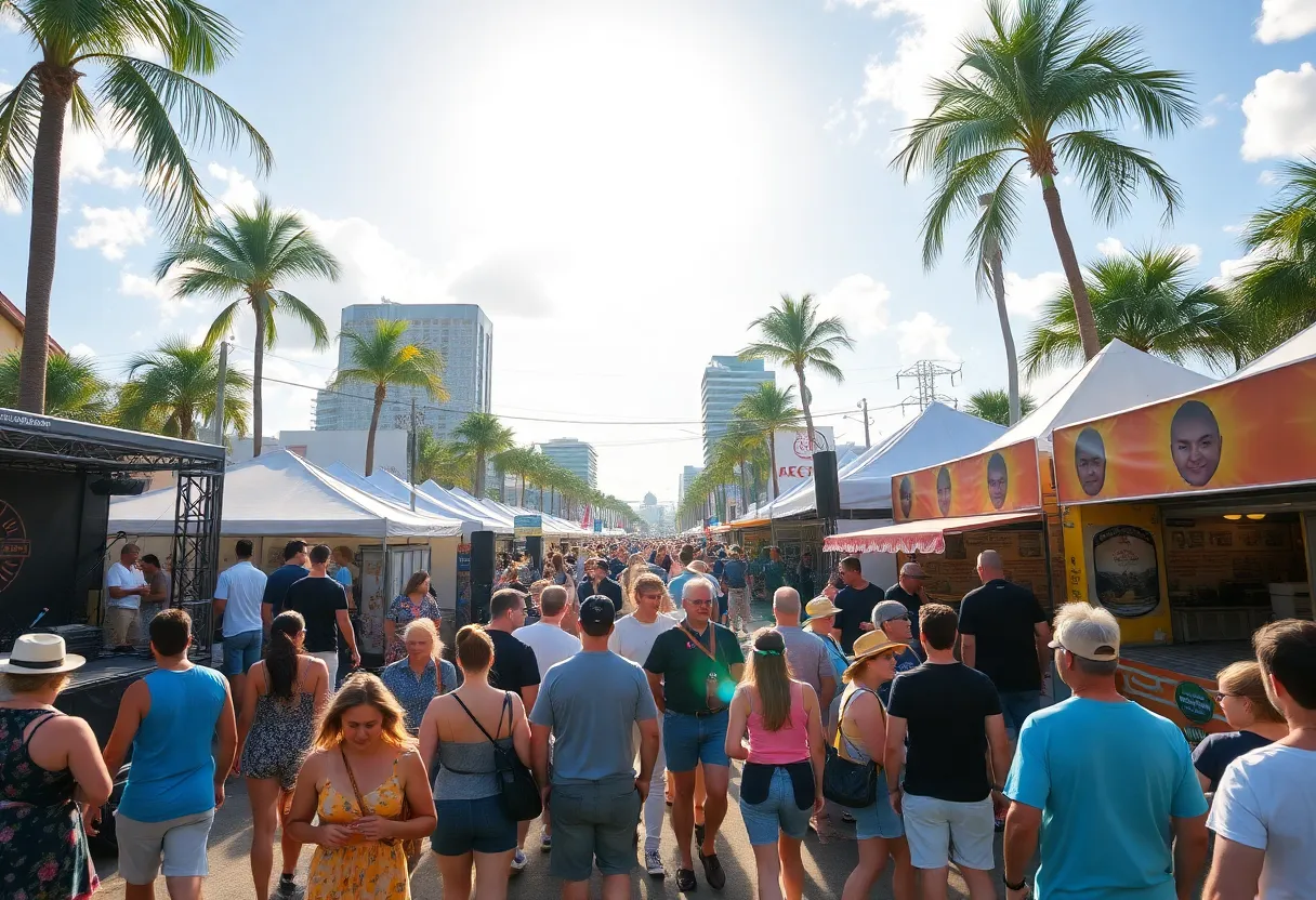 People enjoying an outdoor festival in Tampa under sunny skies