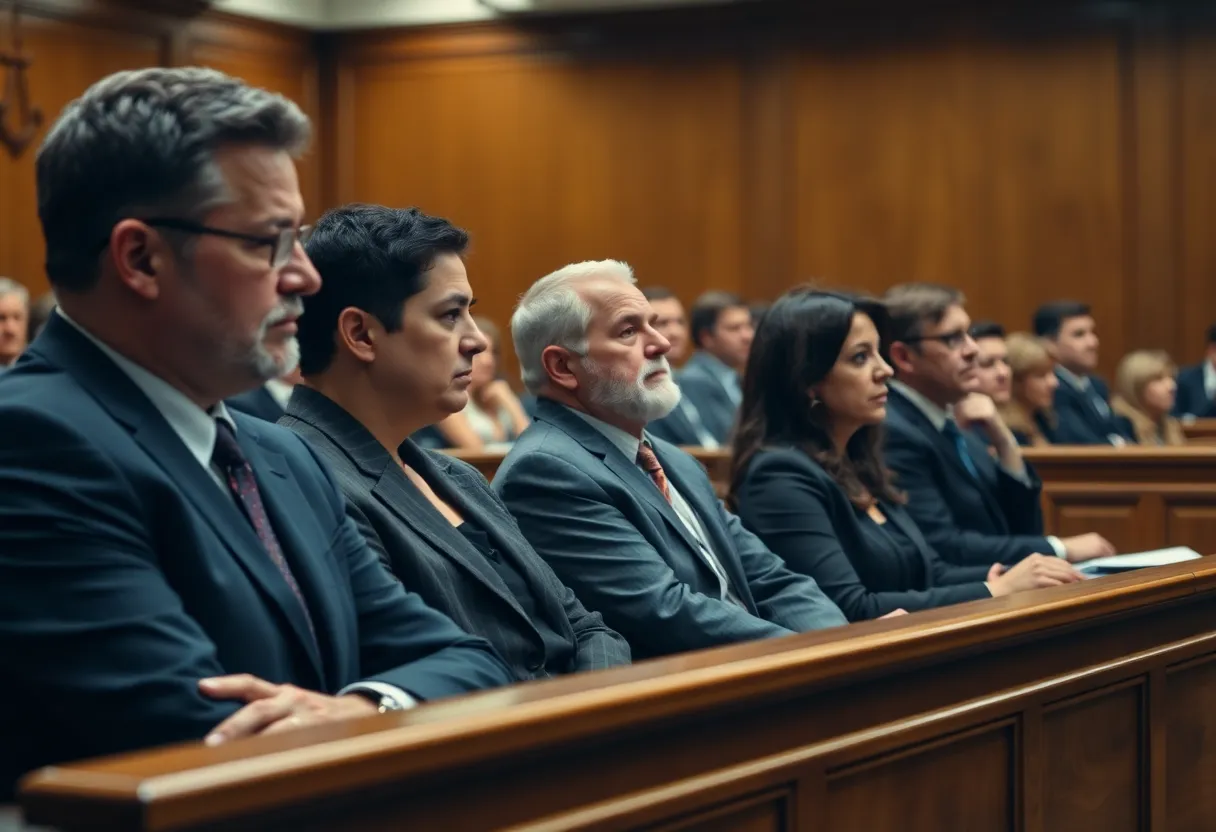 Inside view of a Tampa courtroom during jury deliberation