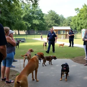 A dog park in Tampa showing an empty area post-incident.