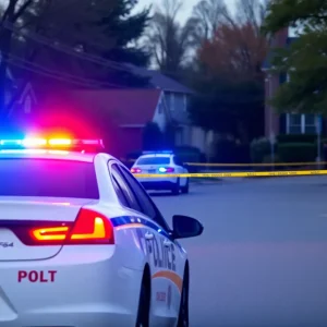 Police car responding to a shooting incident in Tampa