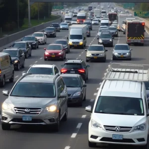 Traffic congestion on a highway in Tampa due to multiple vehicle crashes