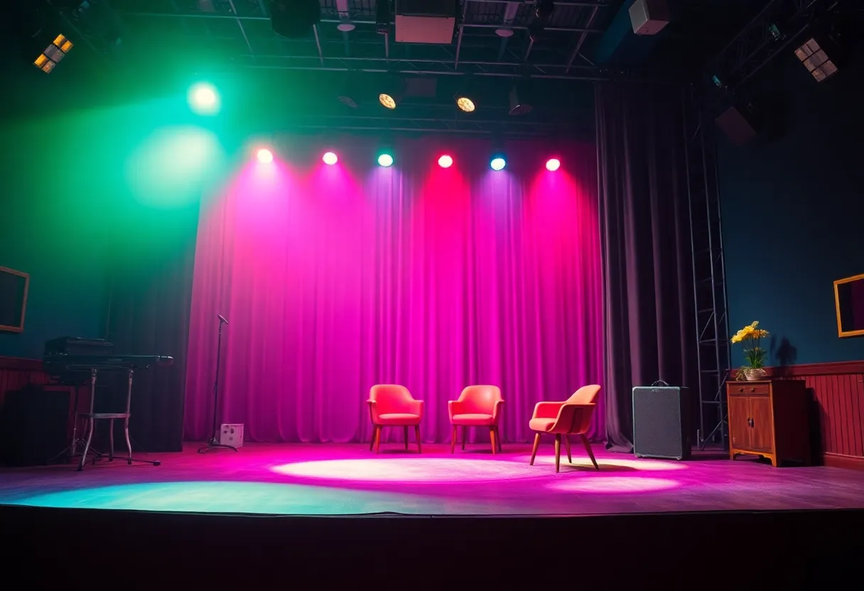 Stage setup for The People Downstairs at Stageworks Theatre