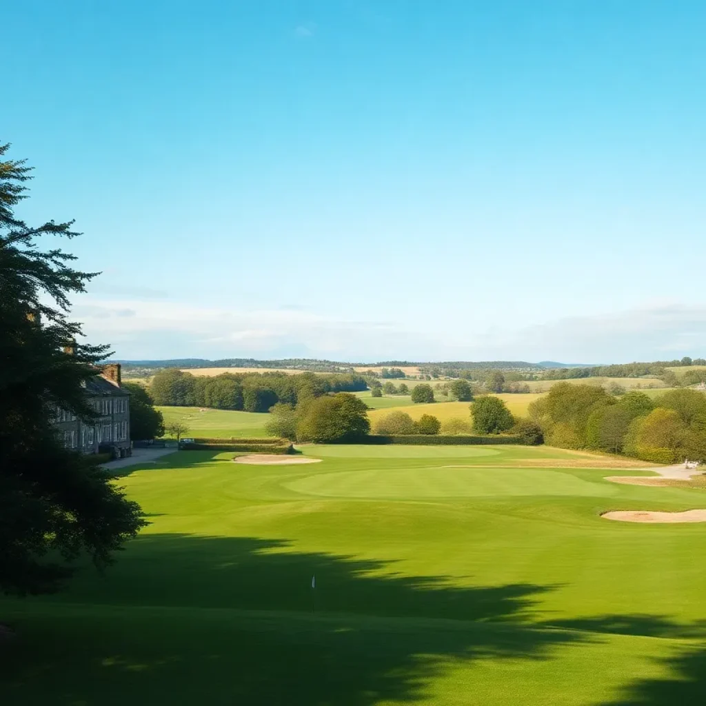 A beautiful golf course in Great Britain with lush greens and scenic views