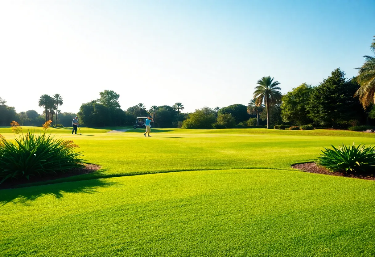 Golf tournament with lush green lawns and TruGreen banners