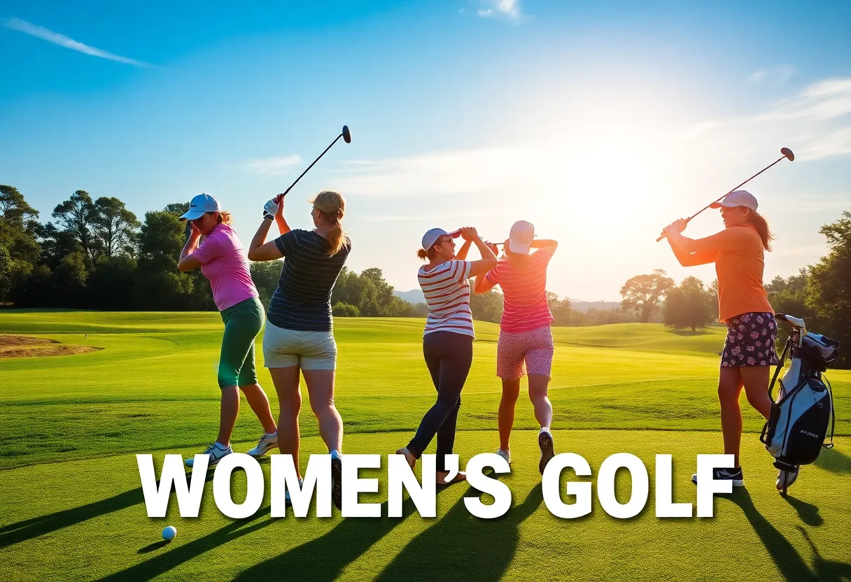 Women golfers collaborating on a golf course