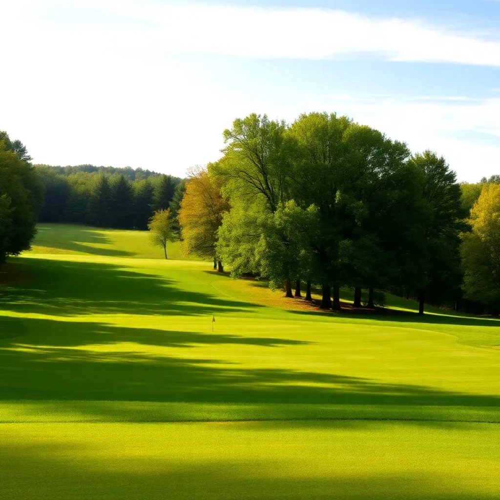 Scenic view of a golf course in Upstate New York with rolling hills