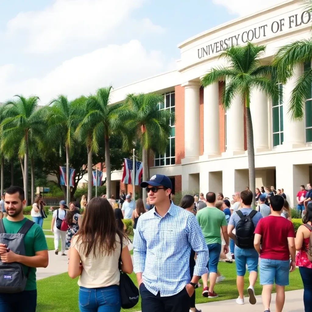 Students interacting on University of South Florida campus