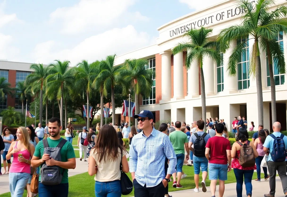 Students interacting on University of South Florida campus