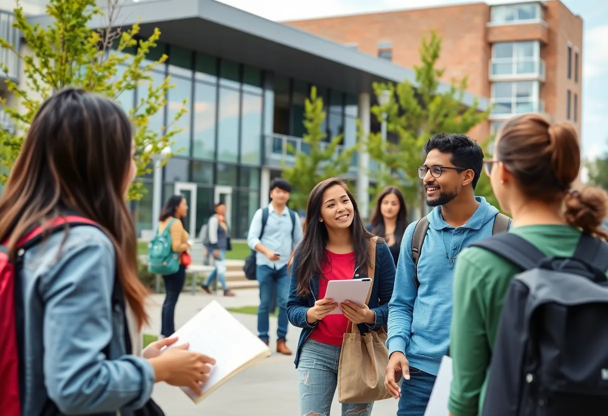 Students on the USF Sarasota-Manatee campus engaged in activities.