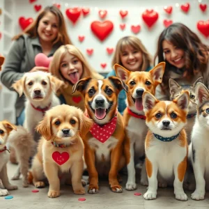 Adorable pets waiting for adoption at a Valentine's Day event in Tampa