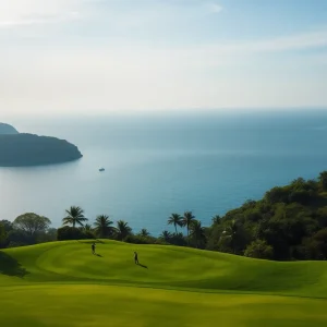 Beautiful golf course in Vietnam with lush greenery