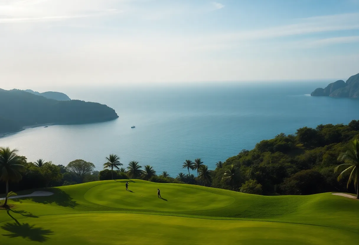 Beautiful golf course in Vietnam with lush greenery