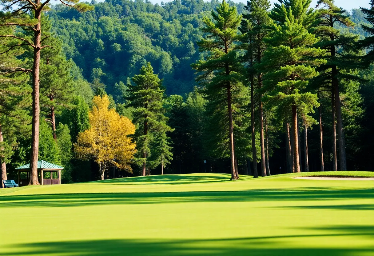 A breathtaking close up of a well-maintained golf course showcasing vibrant greens and beautiful landscape